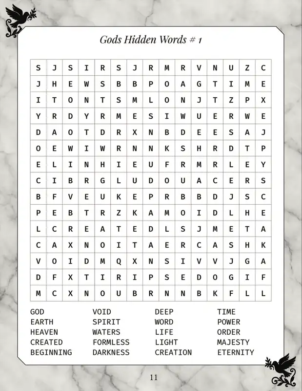 Woird Search Puzzle The Creation Genesis 1