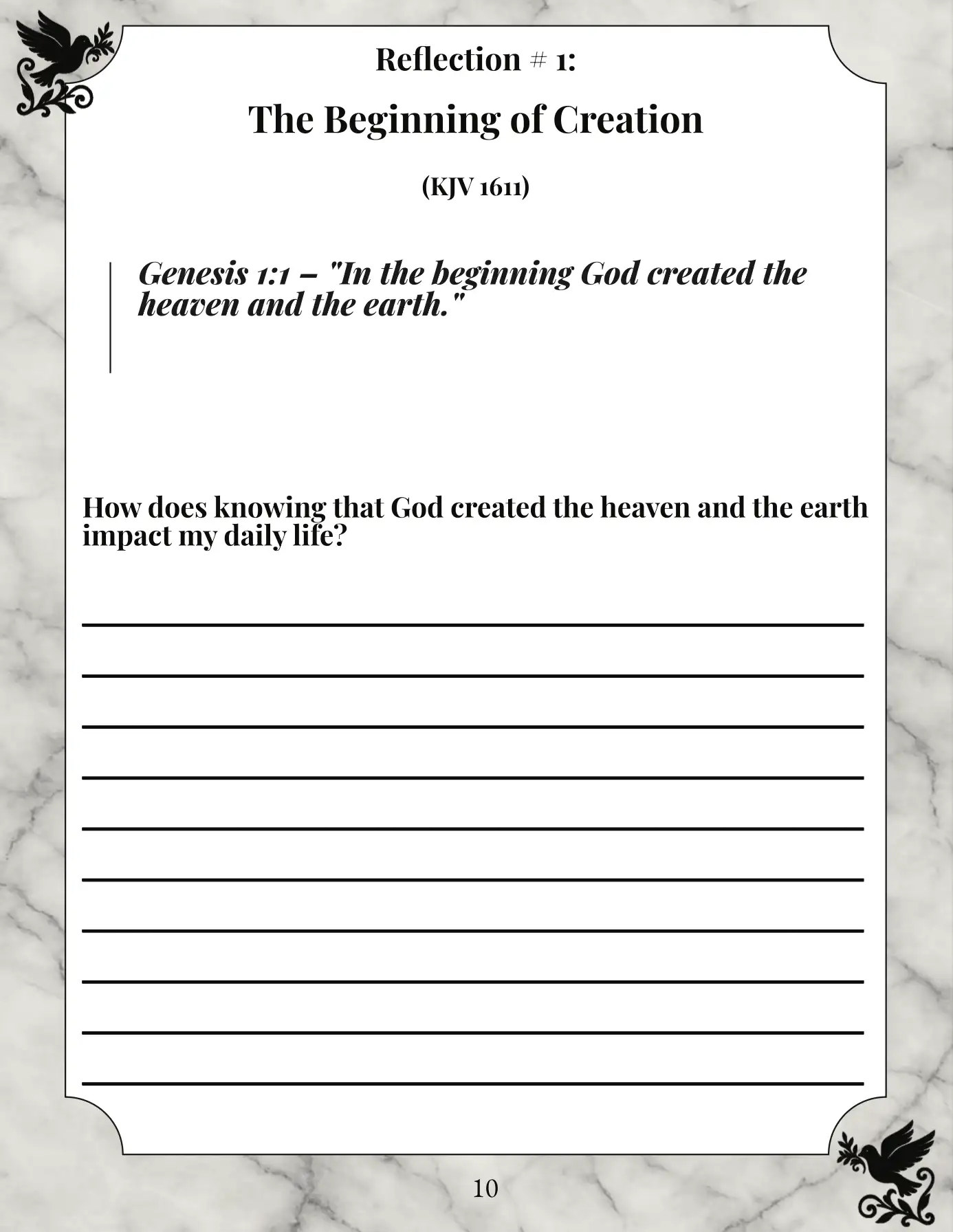 Verse and Reflection Genesis 1